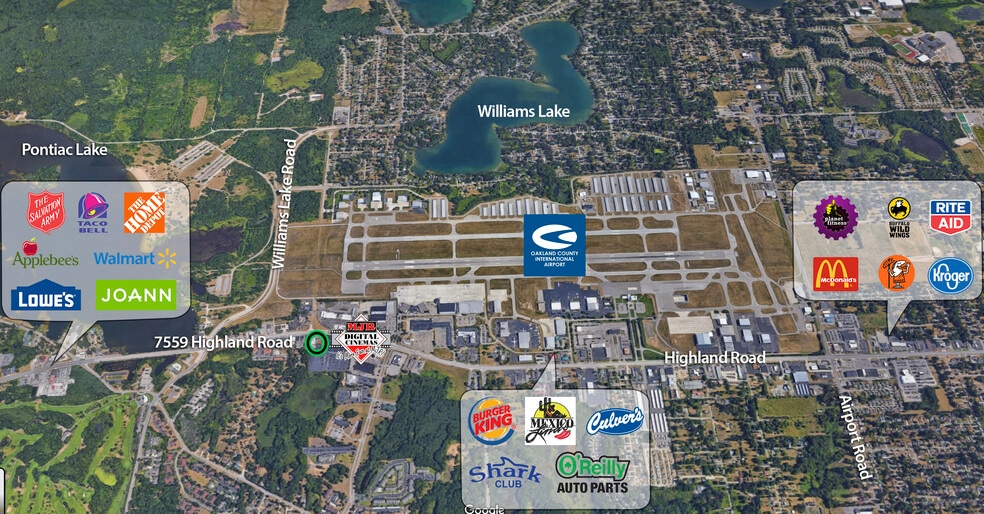 7559-7561 Highland Rd, Waterford, MI for lease - Aerial - Image 3 of 6