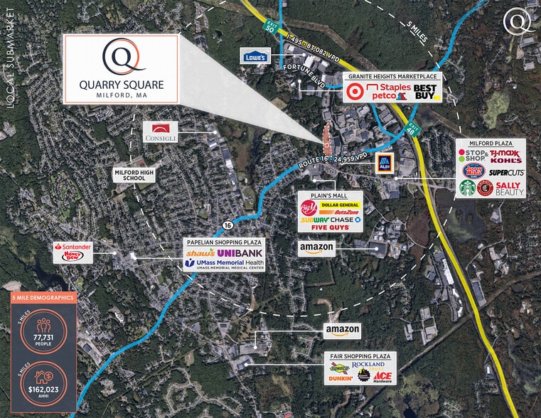 196 E Main St, Milford, MA for sale - Aerial - Image 3 of 8