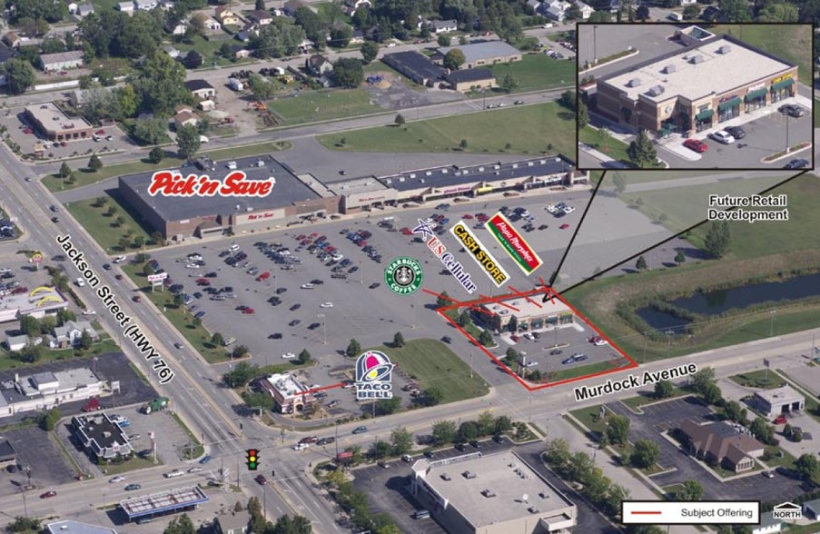 210-240 W Murdock Ave, Oshkosh, WI for lease - Aerial - Image 2 of 2