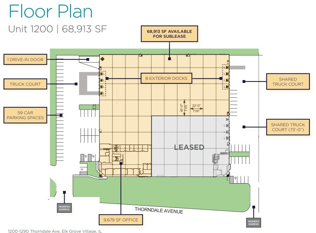 1200-1290 Thorndale Ave, Elk Grove Village, IL for lease Floor Plan- Image 1 of 1