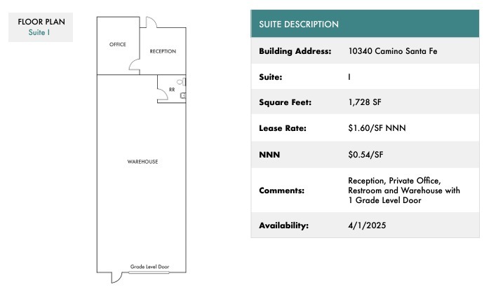 10340 Camino Santa Fe, San Diego, CA for lease Floor Plan- Image 1 of 1