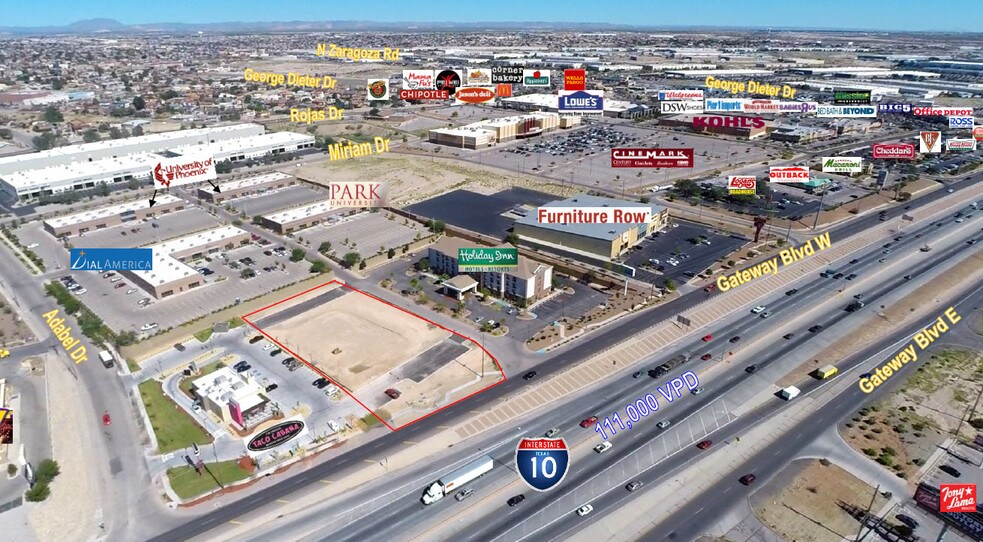 11805 Gateway Blvd, El Paso, TX 79936 1.388 Acre Pad on Gateway West