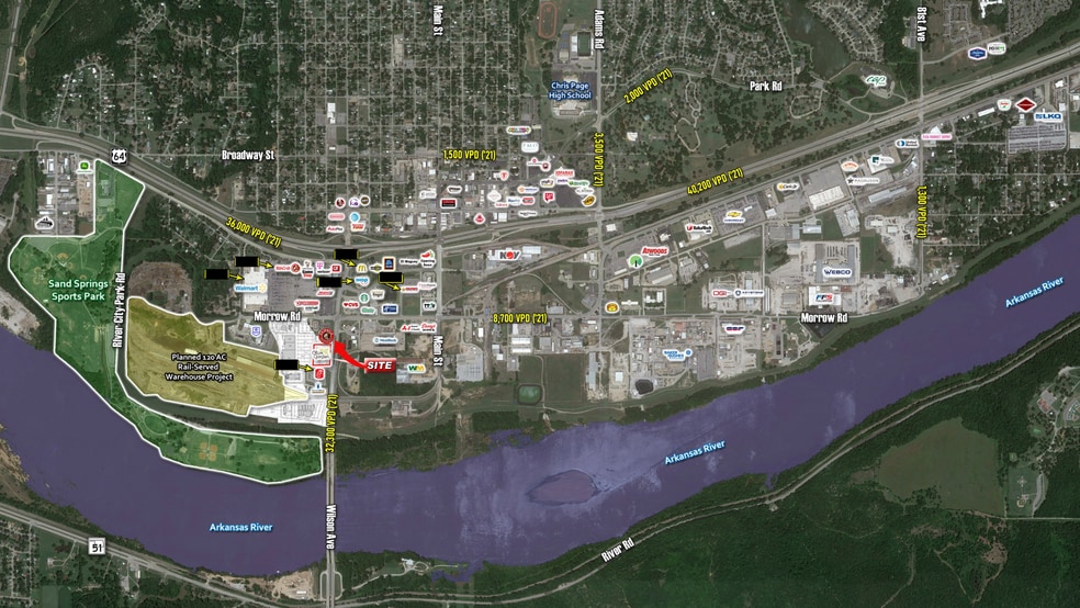 440 Wilson Ave, Sand Springs, OK for lease - Aerial - Image 1 of 2