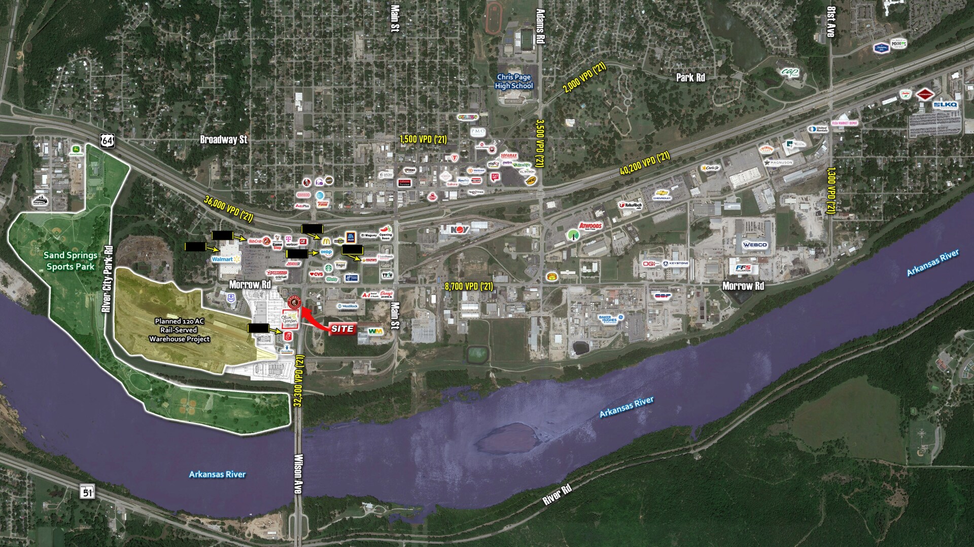 440 Wilson Ave, Sand Springs, OK for lease Aerial- Image 1 of 3