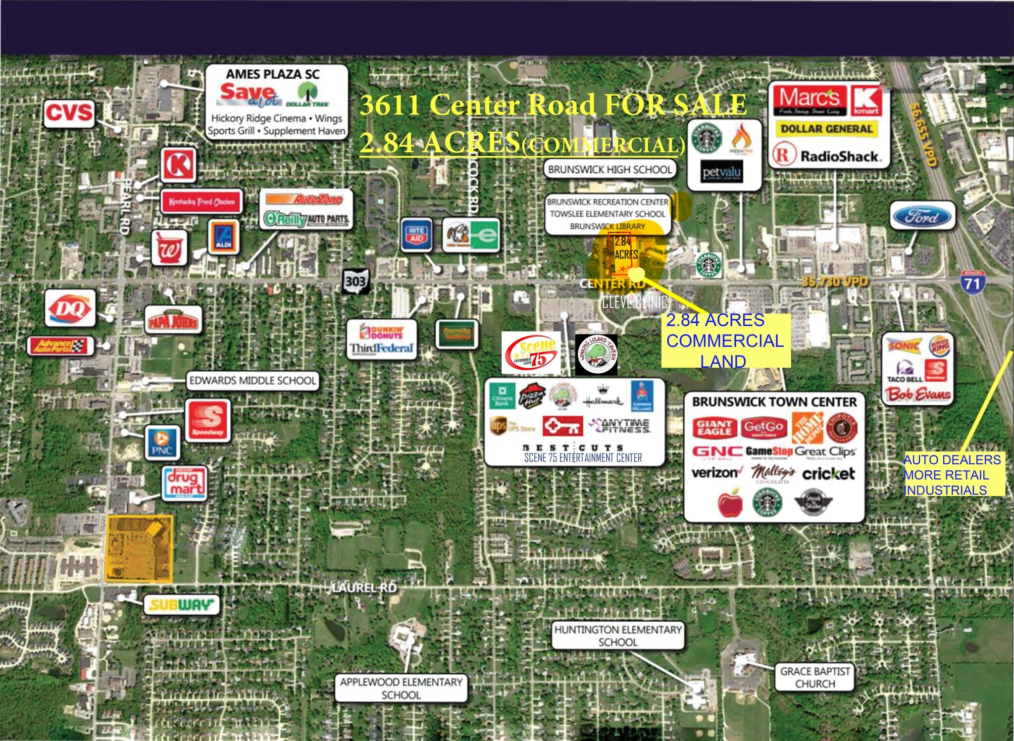 3611 Center Rd, Brunswick, OH for sale Aerial- Image 1 of 1