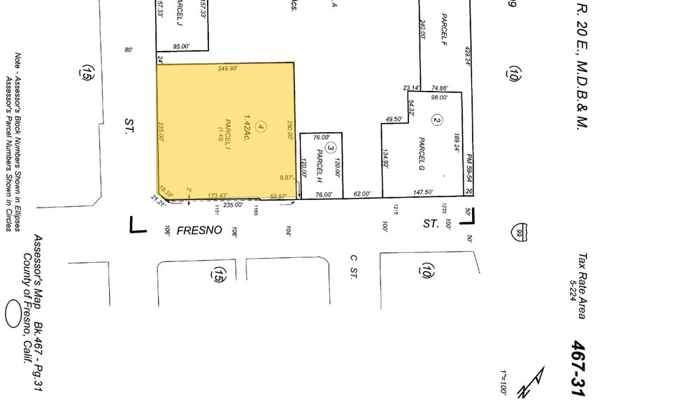 1101 Fresno St, Fresno, CA for sale - Plat Map - Image 2 of 3