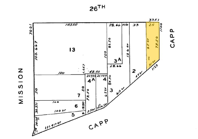 3353 26th St, San Francisco, CA for lease - Plat Map - Image 2 of 2