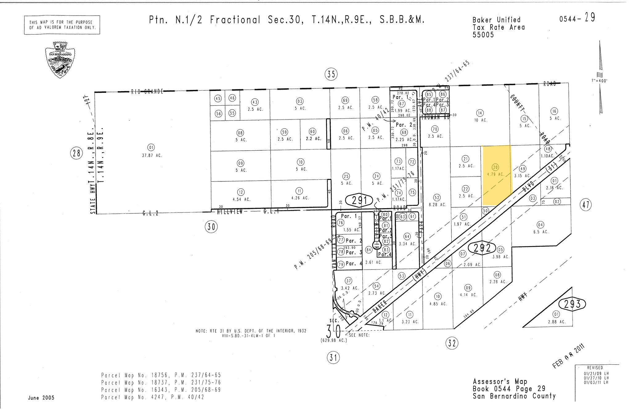 Baker Blvd, Baker, CA for sale Plat Map- Image 1 of 1