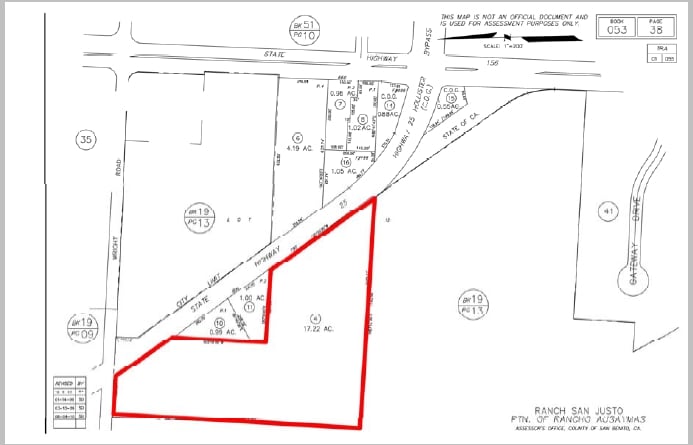 SWC 25 & Wright Rd Hwy, Hollister, CA for sale - Plat Map - Image 2 of 3