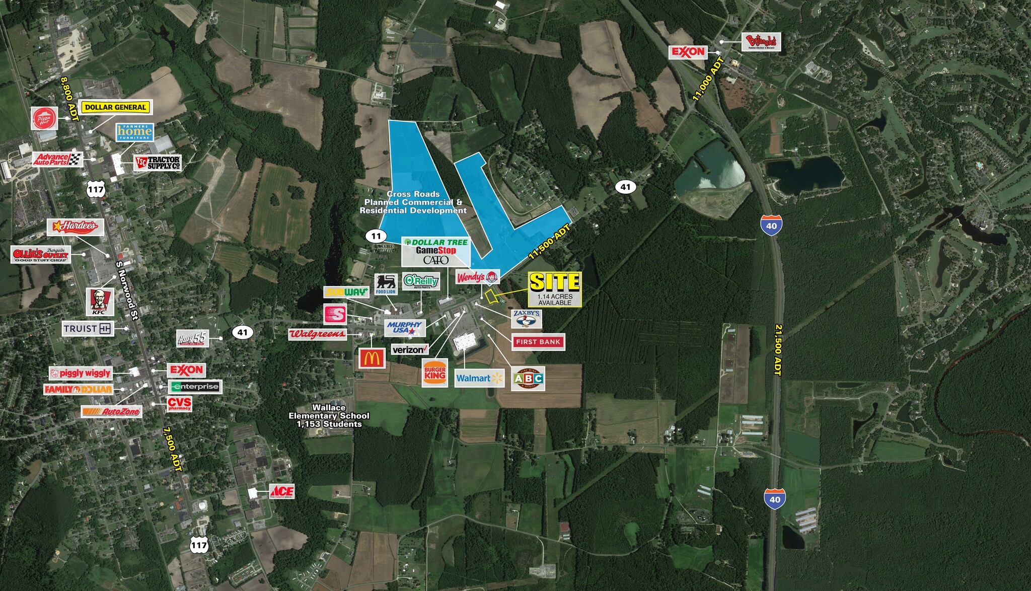 S NC 41 hwy, Wallace, NC for lease Aerial- Image 1 of 4