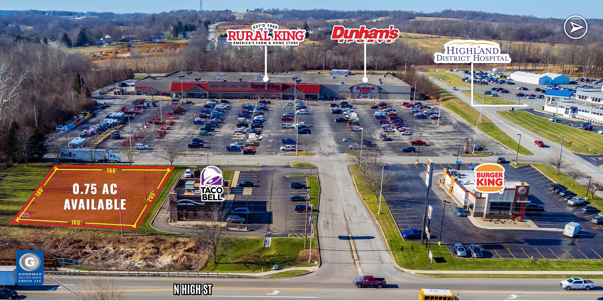 1249 N High St, Hillsboro, OH for lease Aerial- Image 1 of 3