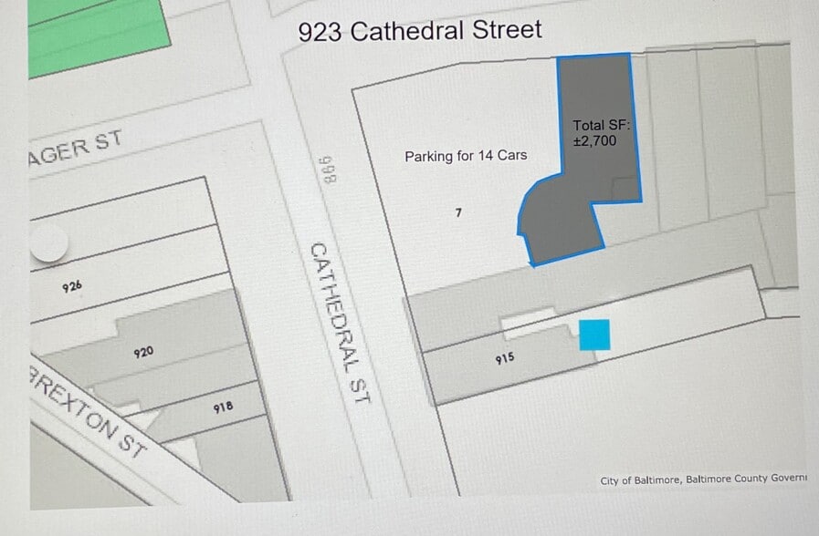 917 Cathedral St, Baltimore, MD for lease - Aerial - Image 2 of 3
