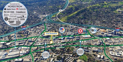 1528-1548 Bonanza St, Walnut Creek, CA for lease Aerial- Image 2 of 6