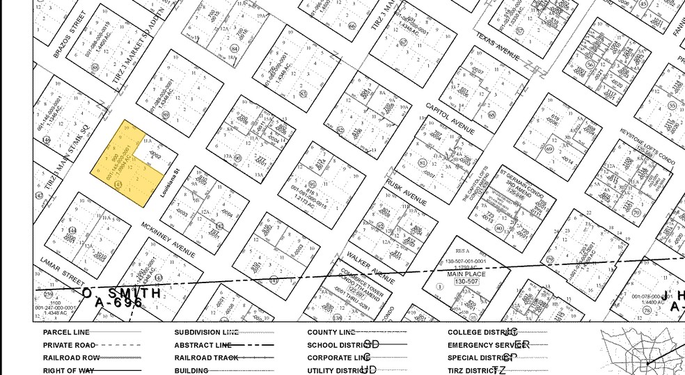 910 Louisiana St, Houston, TX for lease - Plat Map - Image 2 of 12