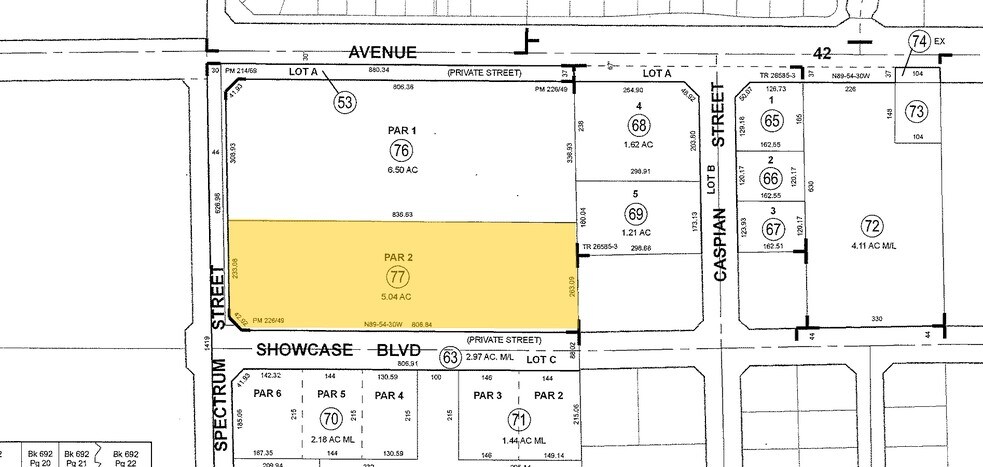 NEC Of Showcase Parkway & Spectrum St, Indio, CA for sale - Plat Map - Image 3 of 3
