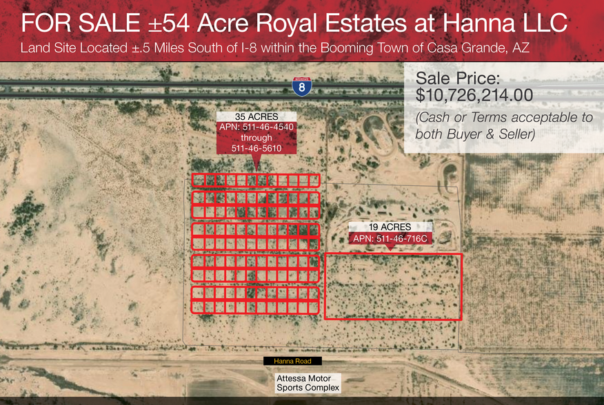 Hanna Rd & Palomas Dr, Casa Grande, AZ for sale - Aerial - Image 1 of 4