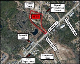 Highway 17 and Averys Road, Hampstead, NC - aerial  map view