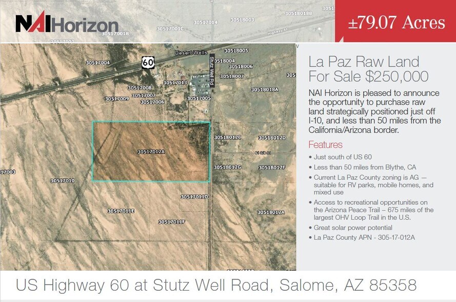 54000 US60 PT 10, Salome, AZ 85348 US Highway 60 at Stutz Well Road, La Paz Land