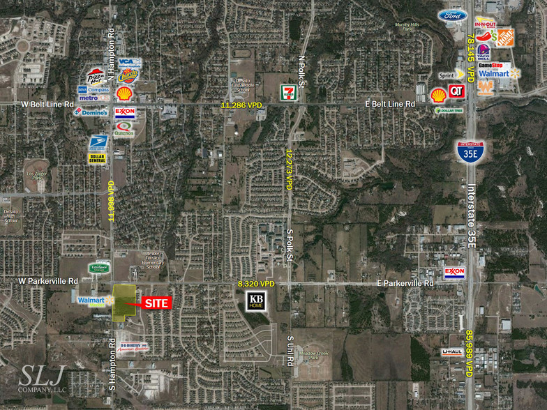 S Hampton Rd & E Parkerville Rd, DeSoto, TX for lease - Aerial - Image 2 of 4