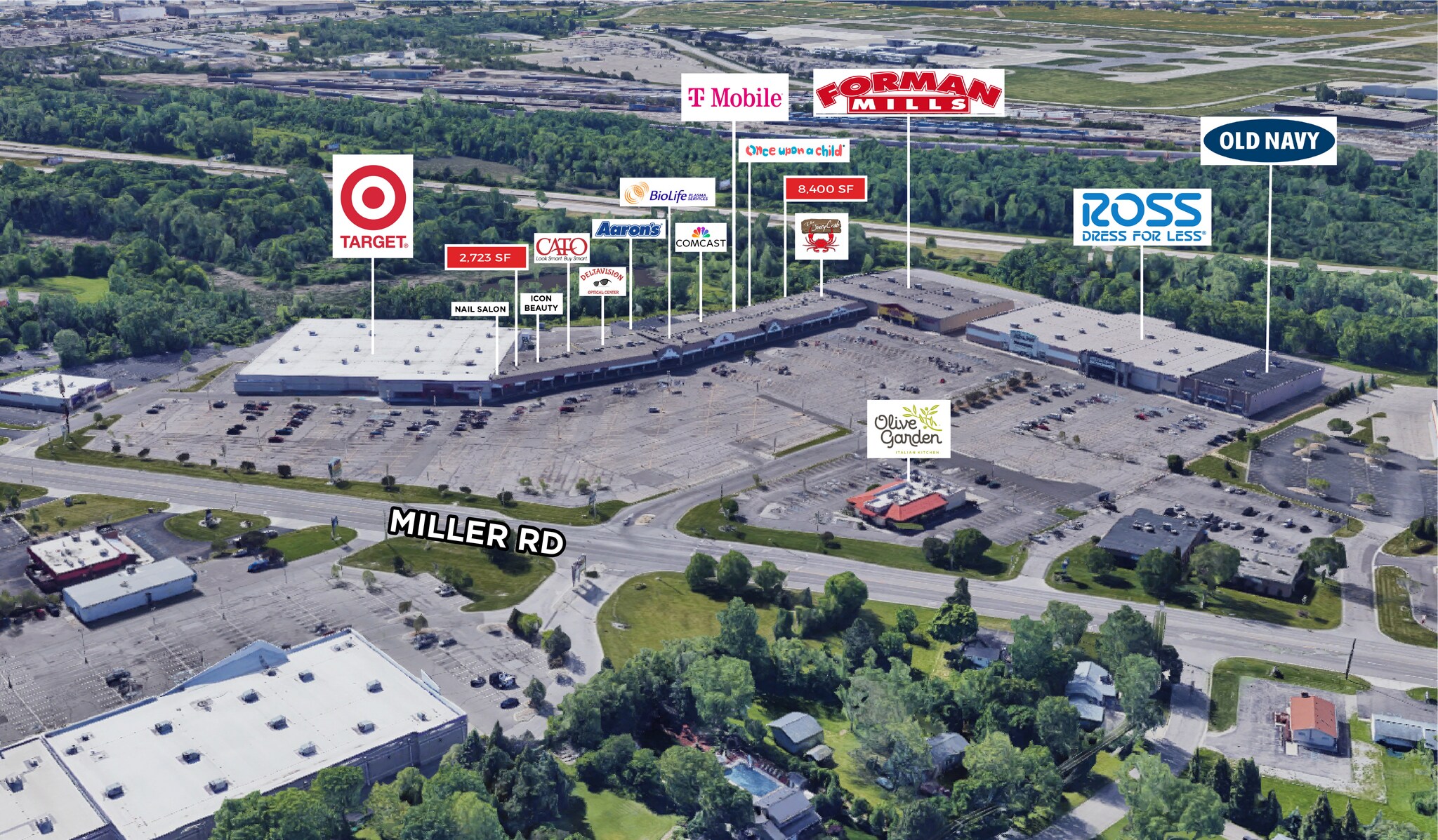 3527-3593 Miller Rd, Flint, MI for lease Aerial- Image 1 of 5