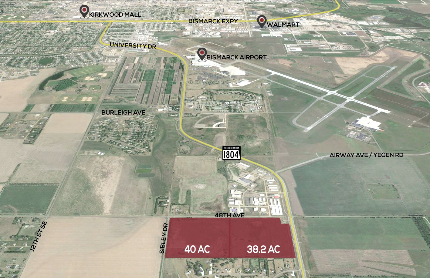 University Dr & 48th Ave SE, Bismarck, ND for sale Aerial- Image 1 of 2