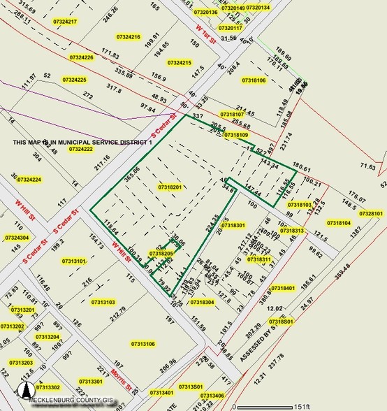 601-623 S Cedar St, Charlotte, NC for lease - Plat Map - Image 2 of 11