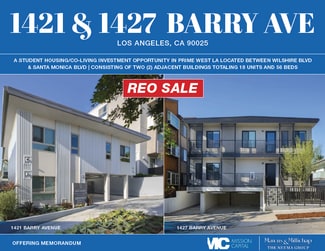 More details for 1421 & 1427 BARRY AVE – Multifamily for Sale, Los Angeles, CA