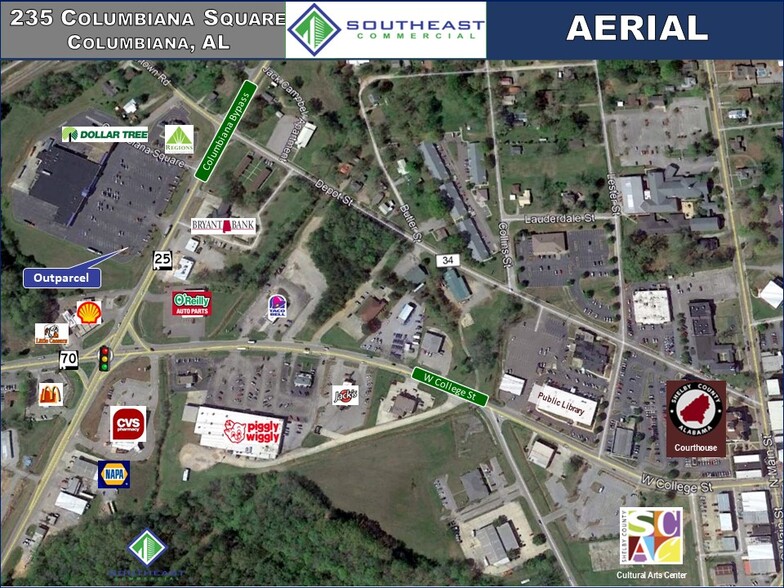 235-325 Columbiana Sq, Columbiana, AL for lease - Aerial - Image 3 of 3