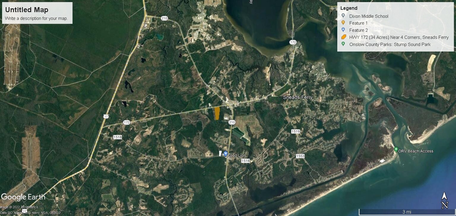 1900 Hwy 172, Sneads Ferry, NC 28460 ONSLOW CO 34+ ACRE NC HWY 172