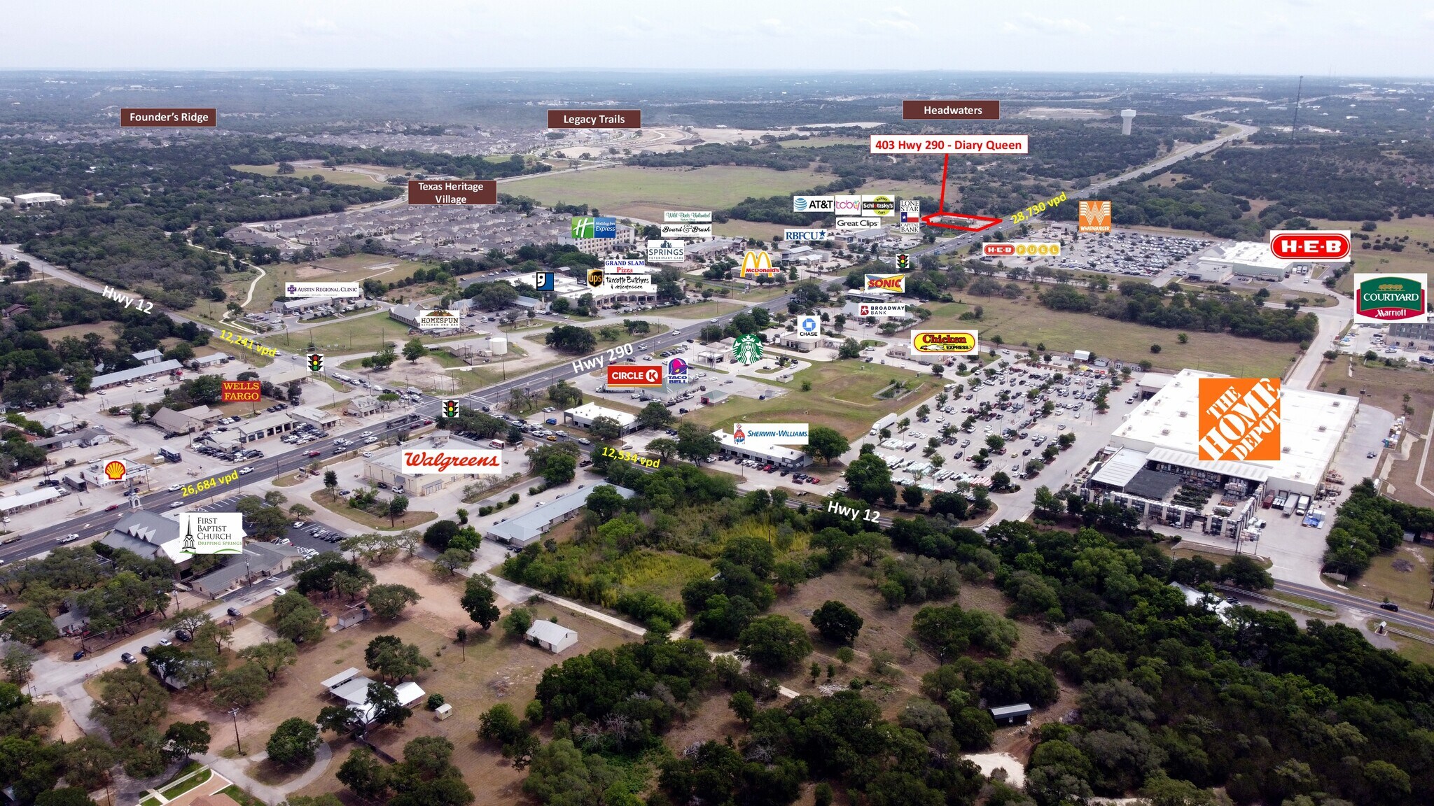 403 E Highway 290, Dripping Springs, TX for sale Aerial- Image 1 of 1