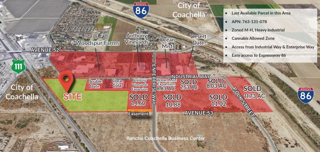 Industrial Way & Enterprise Way, Coachella, CA for sale Aerial- Image 1 of 2