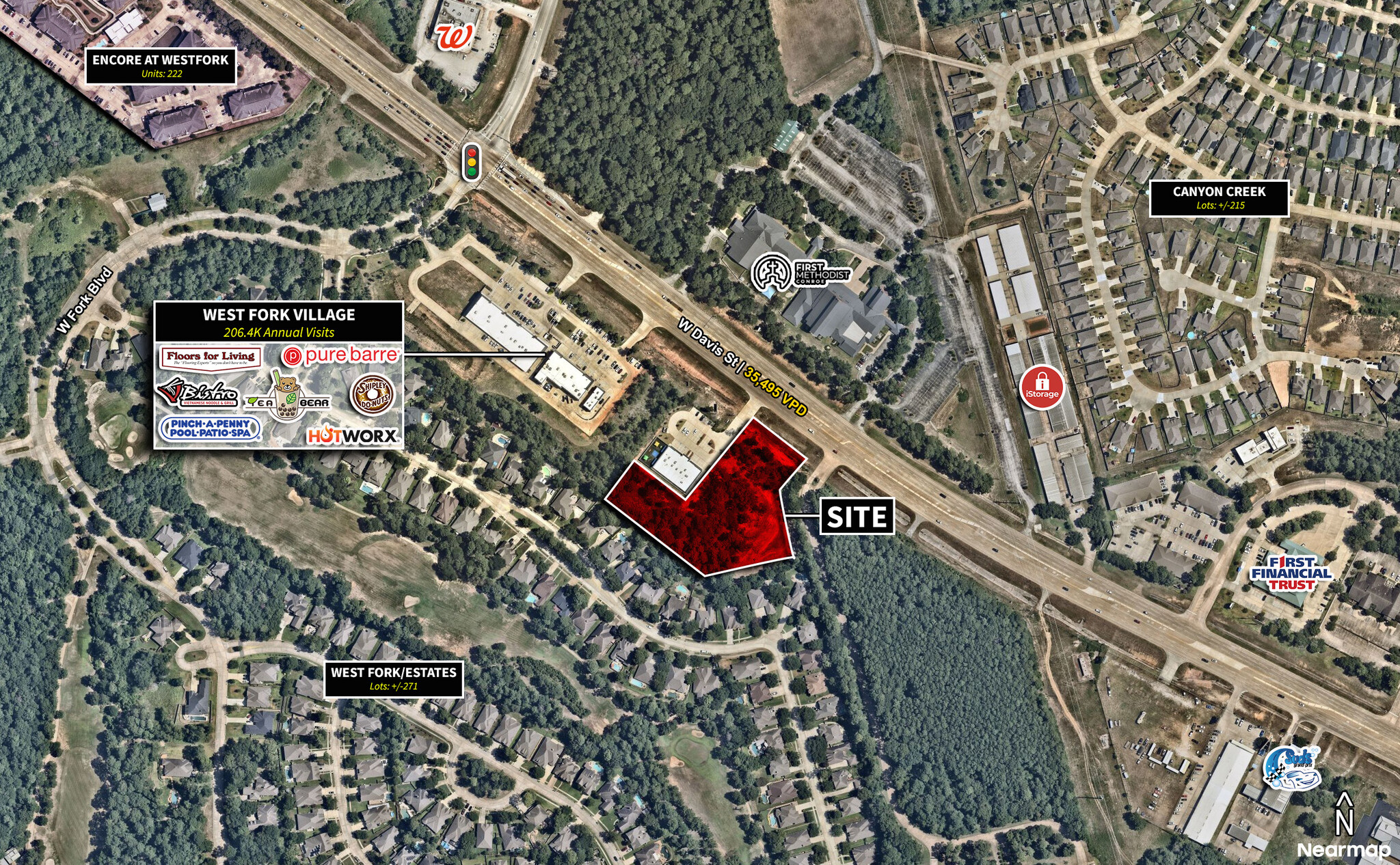 W Davis St. & Pentair Dr., Conroe, TX for sale Aerial- Image 1 of 2