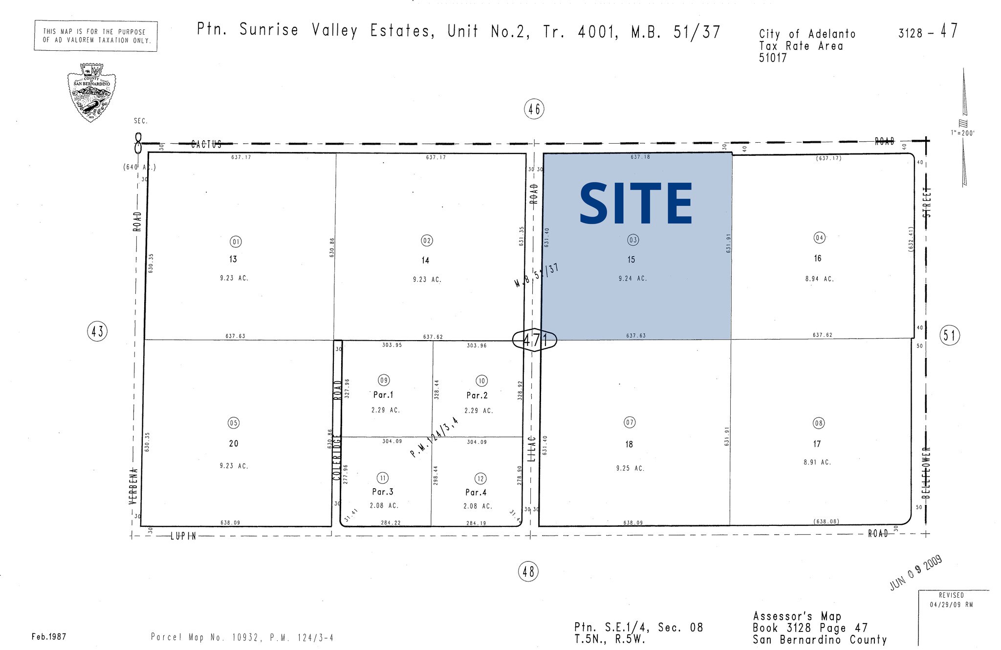 Cactus Rd. & Donald Bradach Elementary, Adelanto, CA for sale Goad Map- Image 1 of 1