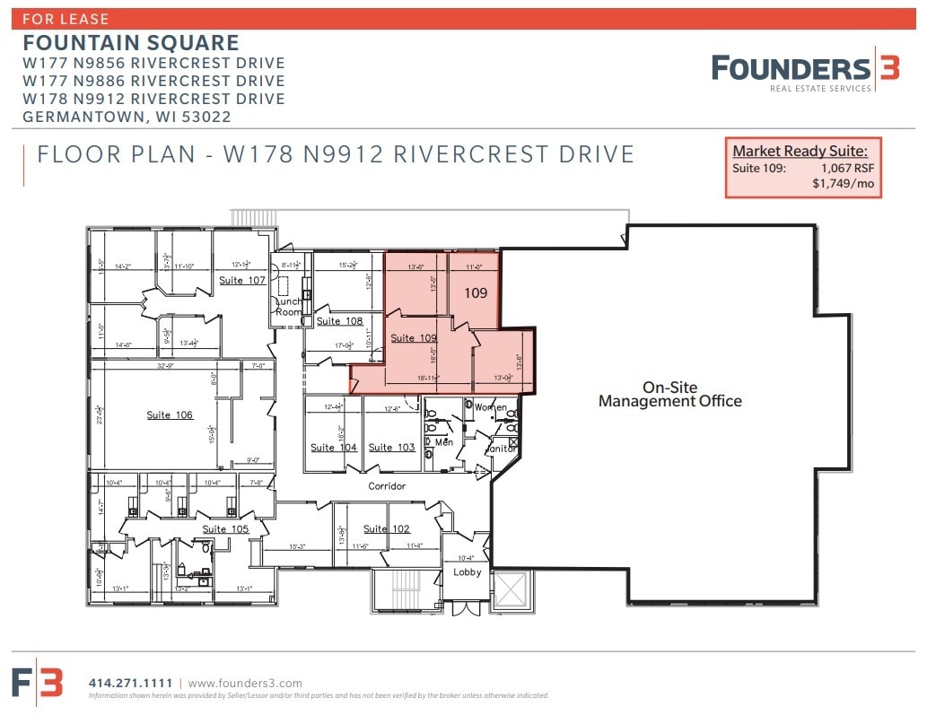 W177N9856-W178 N9912 Rivercrest Dr, Germantown, WI for lease Floor Plan- Image 1 of 1