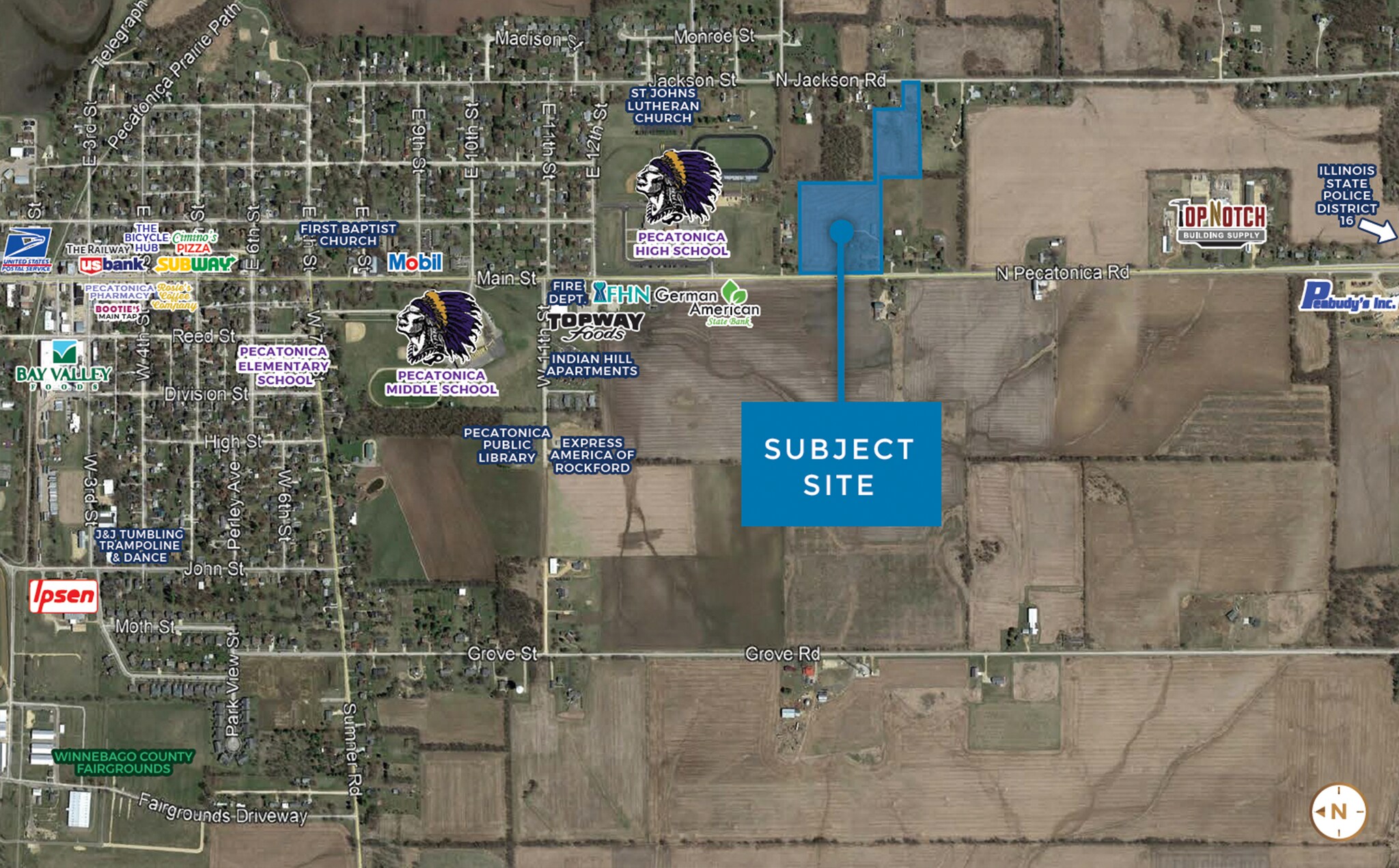 3123 N Pecatonica Rd, Pecatonica, IL for sale Aerial- Image 1 of 1