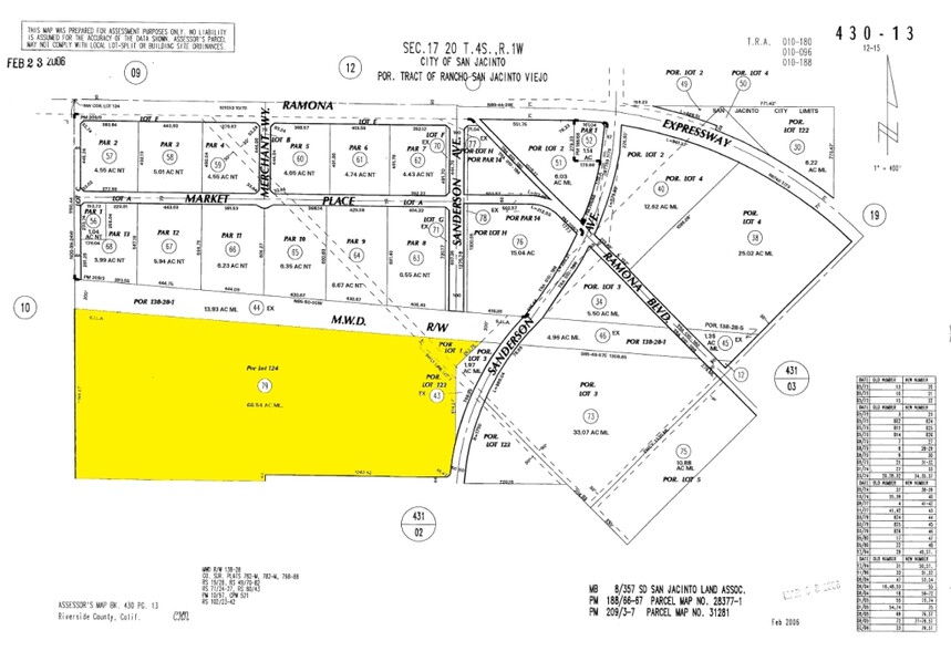 430-130-079 N Sanderson Ave, San Jacinto, CA for sale - Plat Map - Image 2 of 2