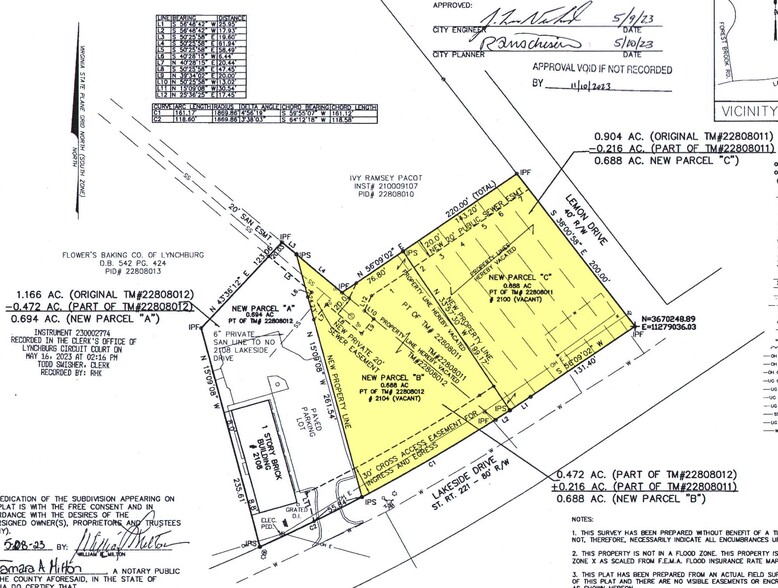 2100 Lakeside Dr, Lynchburg, VA for sale - Plat Map - Image 1 of 2