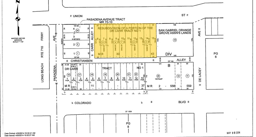 114-140 W Union St, Pasadena, CA for lease - Plat Map - Image 2 of 9