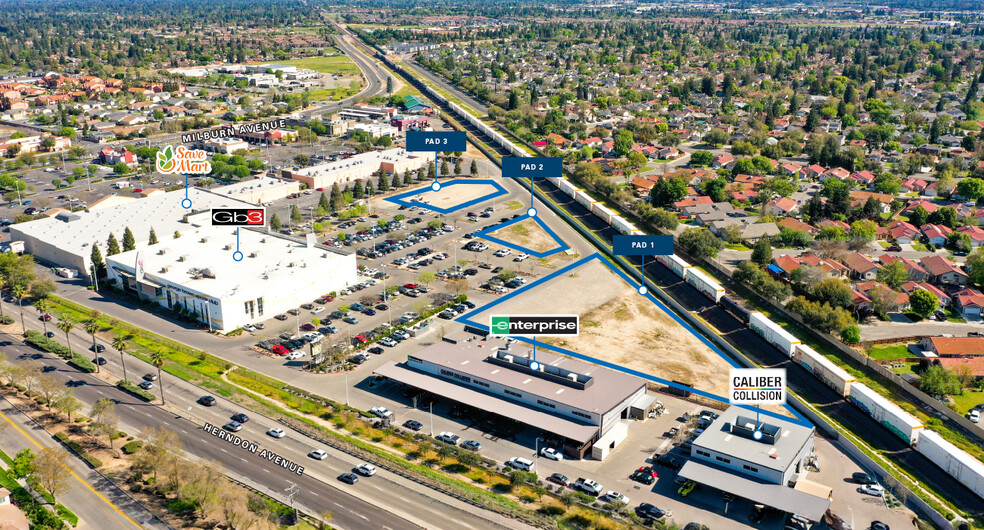 SWC Herndon Avenue & Milburn Ave, Fresno, CA for sale - Aerial - Image 2 of 3