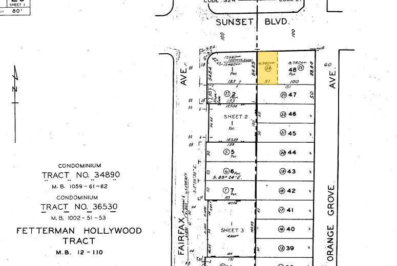 7860-7862 Sunset Blvd, Los Angeles, CA for lease - Plat Map - Image 2 of 6