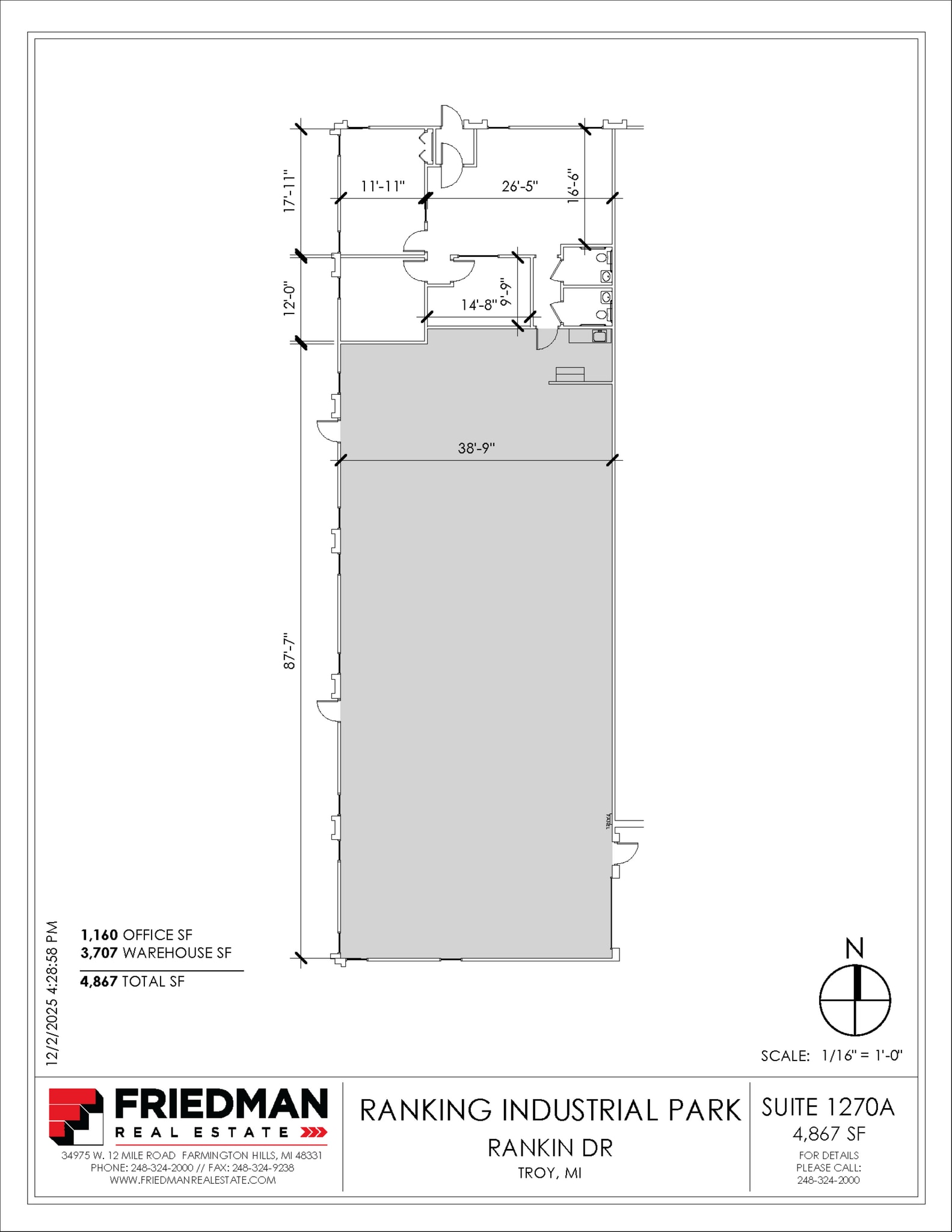 1270 Rankin St, Troy, MI for lease Floor Plan- Image 1 of 2