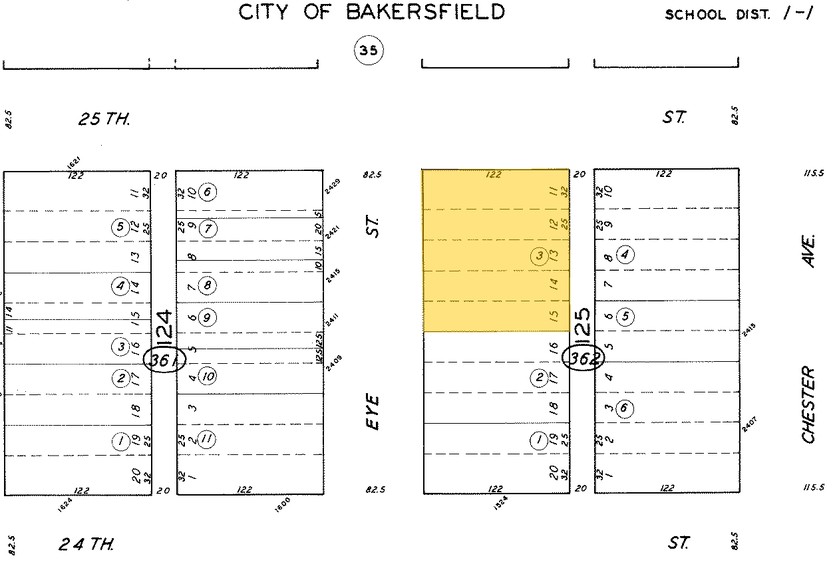 1517 25th St, Bakersfield, CA for sale - Plat Map - Image 1 of 1