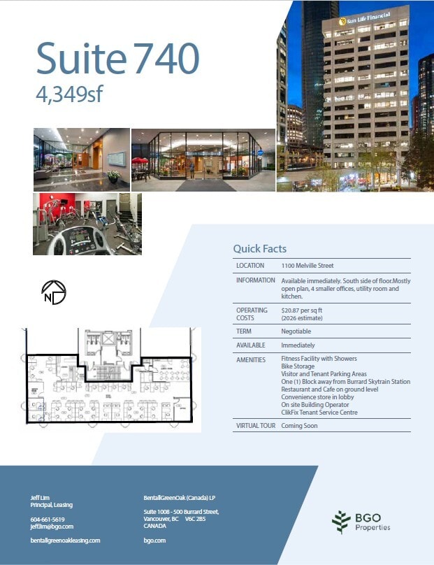 1100 Melville St, Vancouver, BC for lease Floor Plan- Image 1 of 1