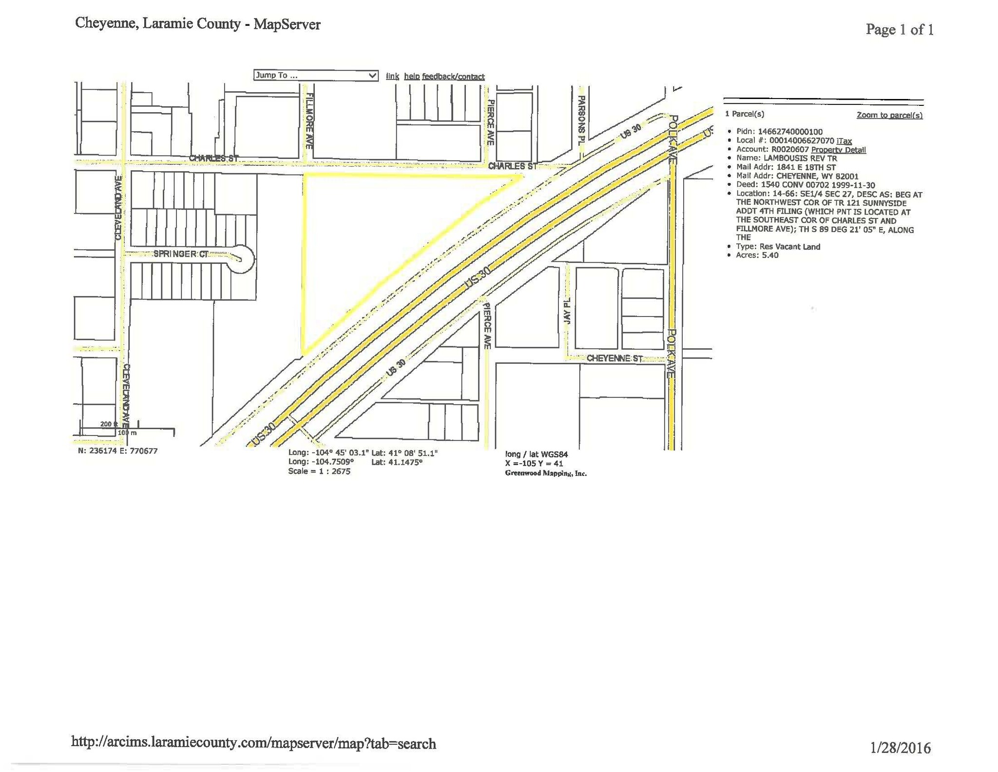 TBD east lincolnway, Cheyenne, WY for sale Plat Map- Image 1 of 2