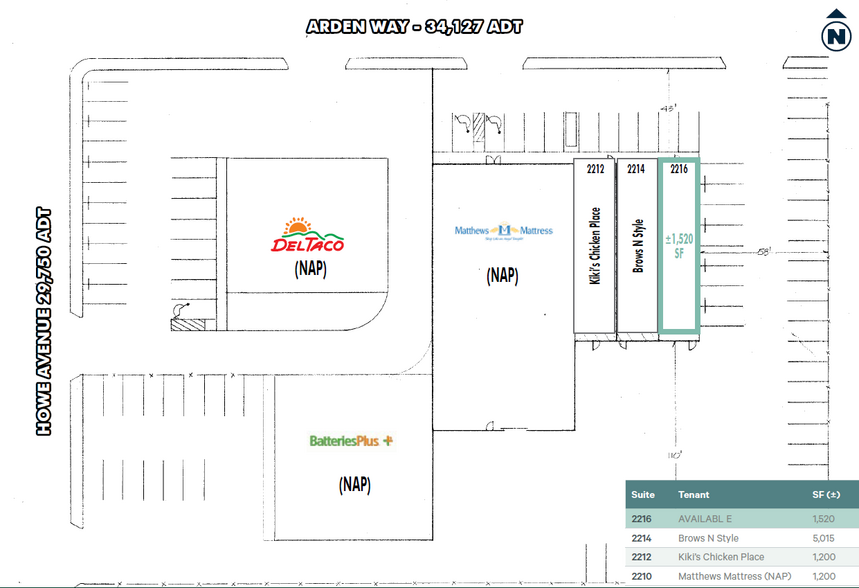 2212-2216 Arden Way, Sacramento, CA for lease - Site Plan - Image 2 of 2