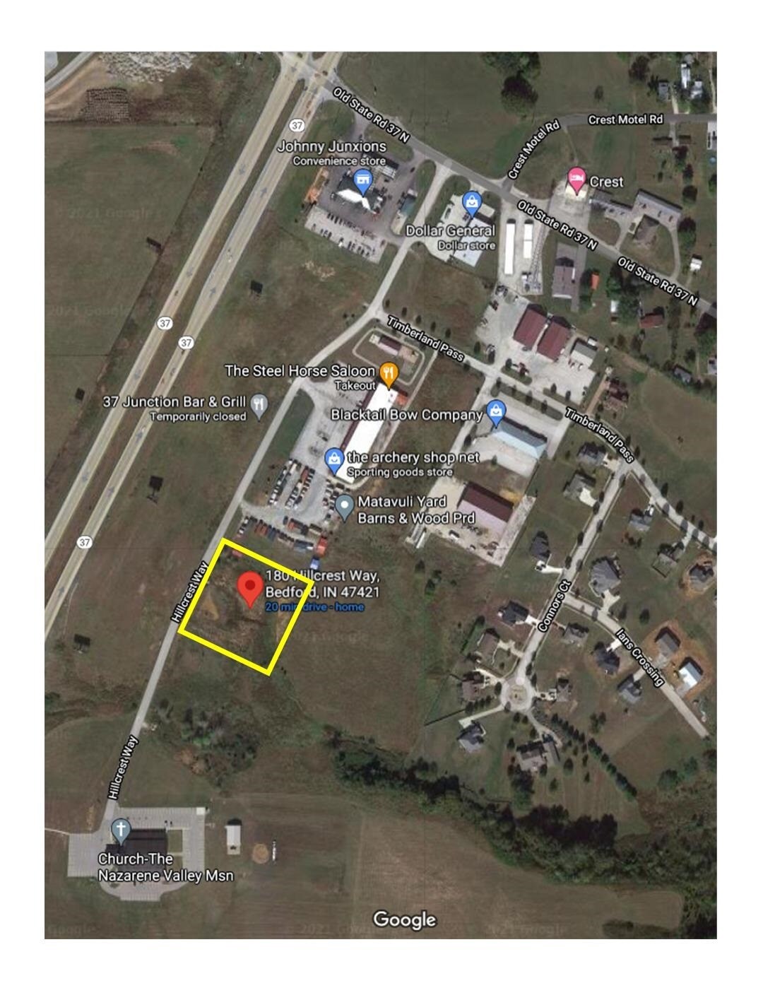 180 Hillcrest Way, Bedford, IN for sale Aerial- Image 1 of 1