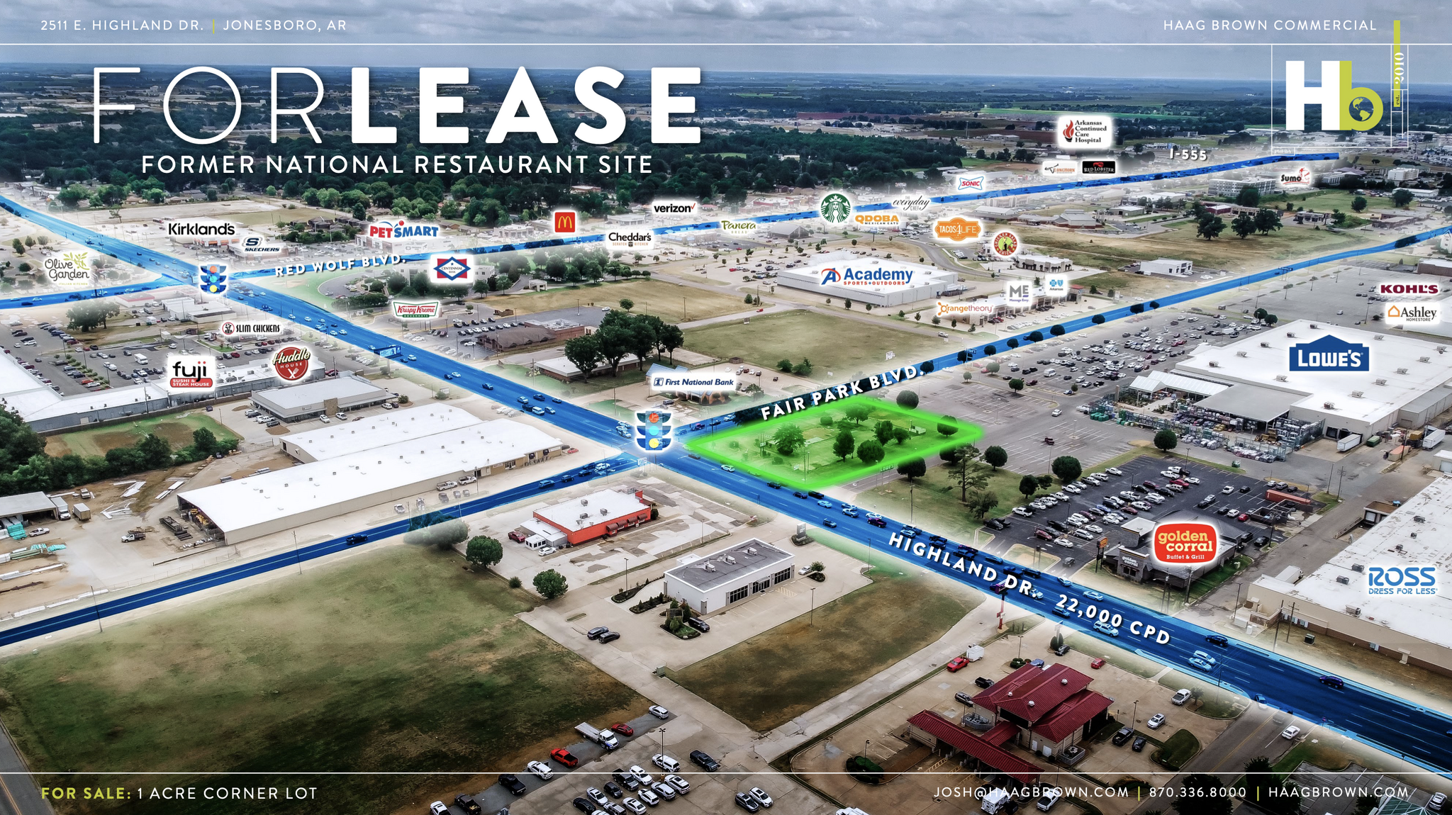 2511 E Highland Dr, Jonesboro, AR for lease Aerial- Image 1 of 9