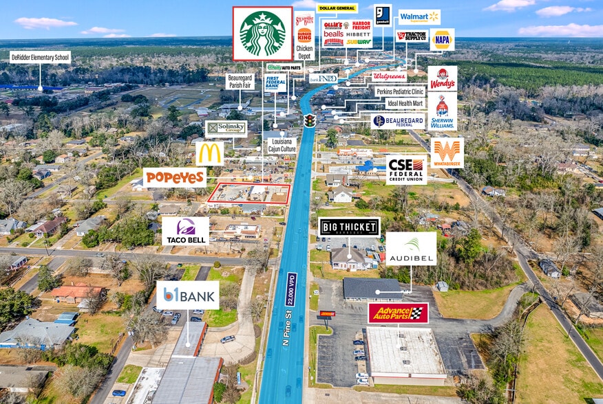 417 N Pine St, Deridder, LA for sale - Aerial - Image 3 of 4