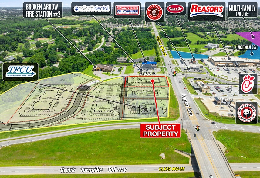 SWC S Aspen Ave & W Norfolk Dr., Broken Arrow, OK for sale - Aerial - Image 2 of 4