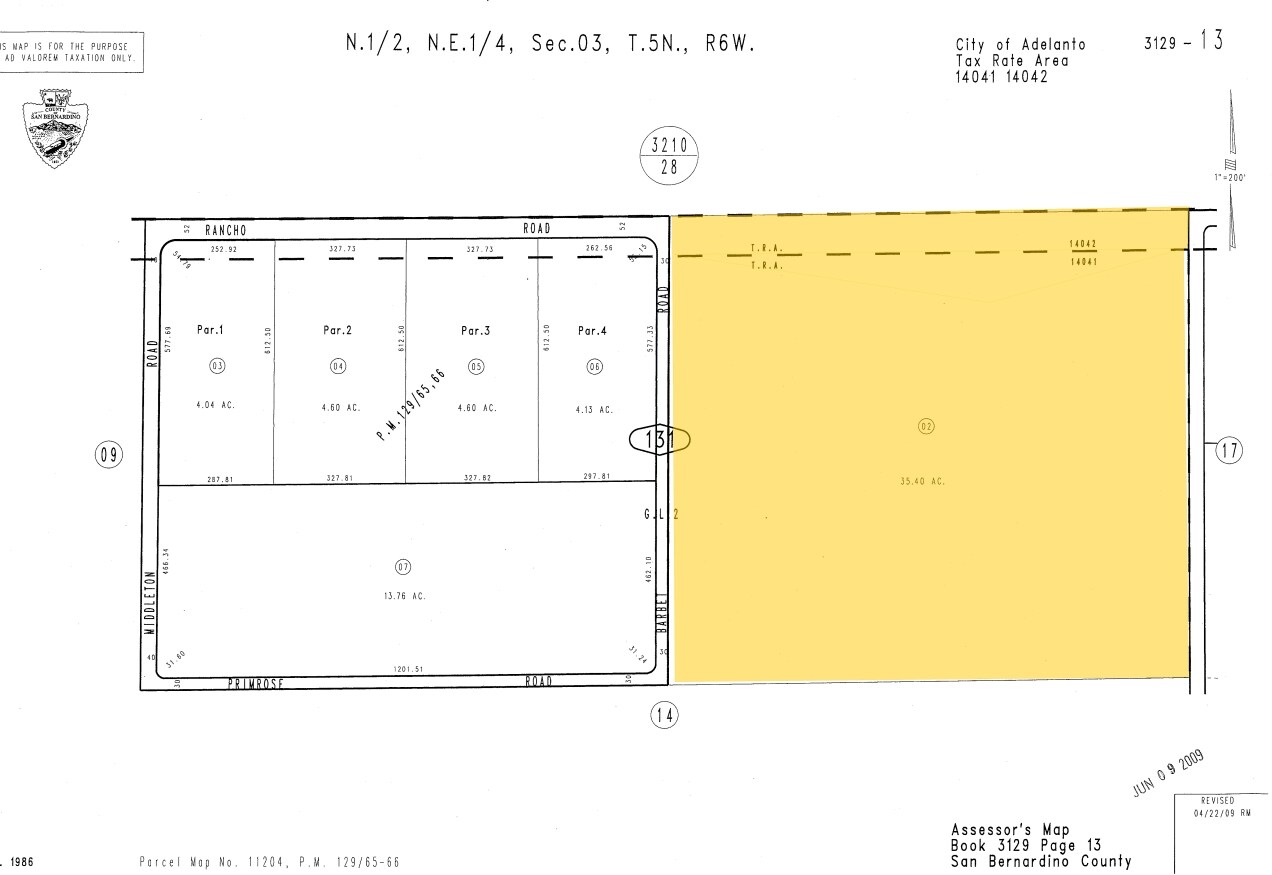 0 Rancho Rd, Adelanto, CA for sale Plat Map- Image 1 of 1